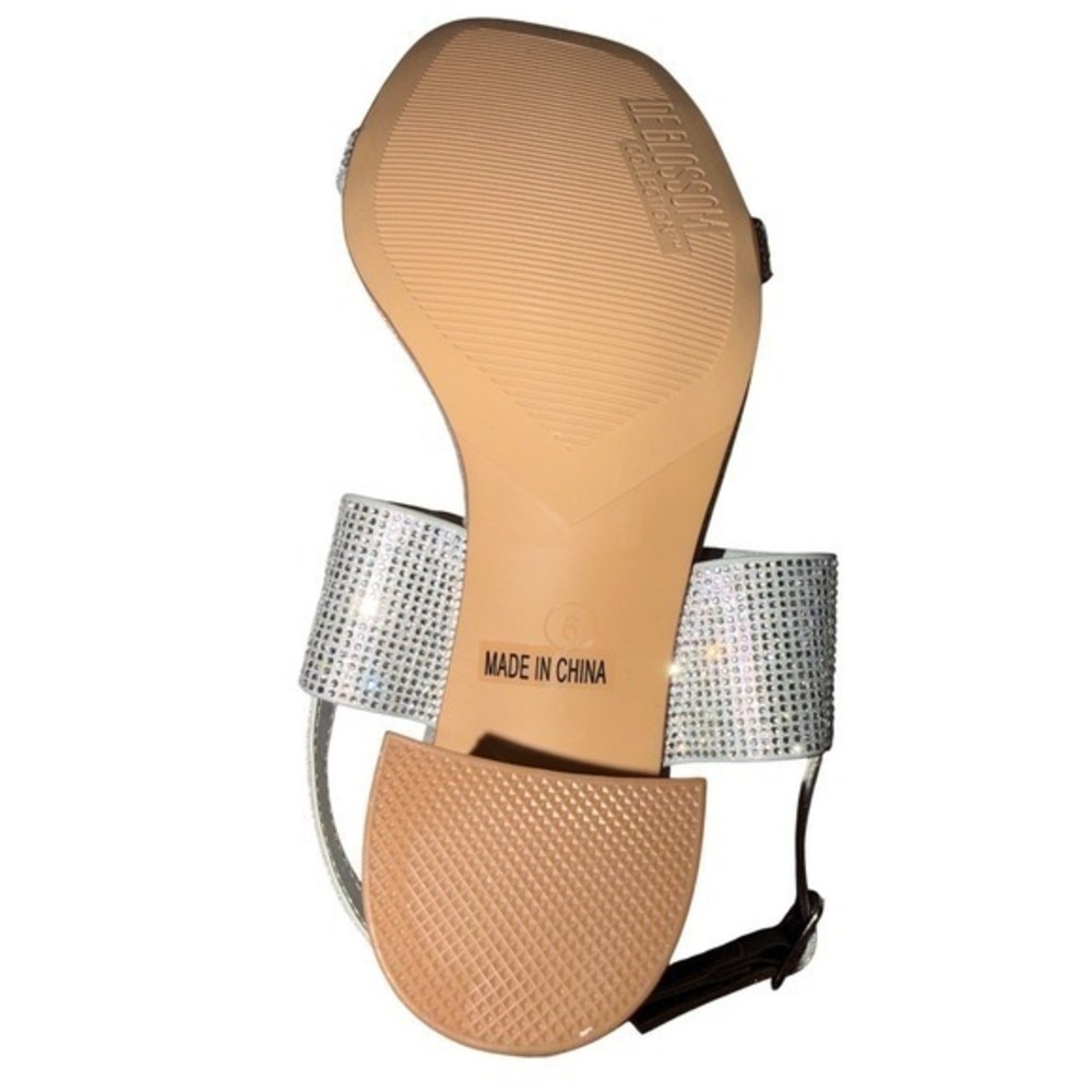 De Blossom Collection Verona-59W Silver Sparkle Rhinestone Block Heels Wide 10 - Picture 7 of 7
